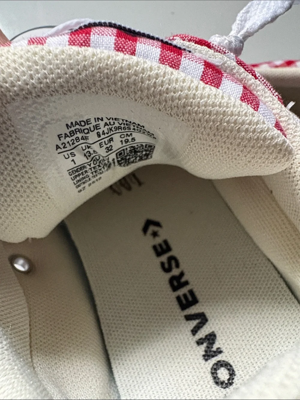 Converse Kids Red Gingham Low Top Sneakers